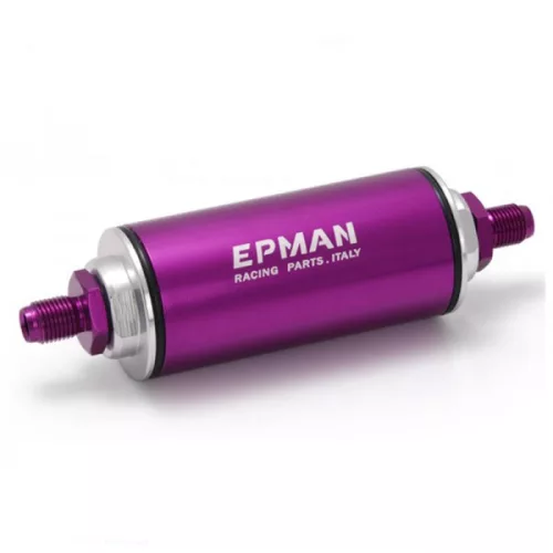 EPMAN verseny soros üzemanyagszűrő AN8 lila, rozsdamentes acél 100 mikronos szűrőbetéttel