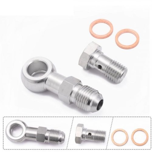 Rozsdamentes Acél M12x1.25 AN6 Banjo Csavar Készlet 12mm Furattal (Univerzális Fékrendszer Adapter)