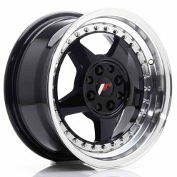  JR Wheels JR6 15x7 ET25 4x100/108 Glossy Black w/Machined Lip