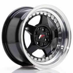   JR Wheels JR6 15x8 ET25 4x100/108 Glossy Black w/Machined Lip