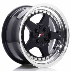   JR Wheels JR6 16x8 ET25 4x100/108 Glossy Black w/Machined Lip