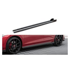   Diffuser Volkswagen Golf 8 GTI GTE GTI Clubsport R-Line Side Skirts v.2 Gloss Black + Flaps