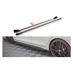  Diffuser Volkswagen Golf 8 GTI GTE GTI Clubsport R-Line Side Skirts Racing Black-Red + Gloss Flaps