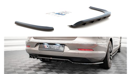 Splitter Volkswagen Passat CC Rear Central with Diffuser Gloss Black