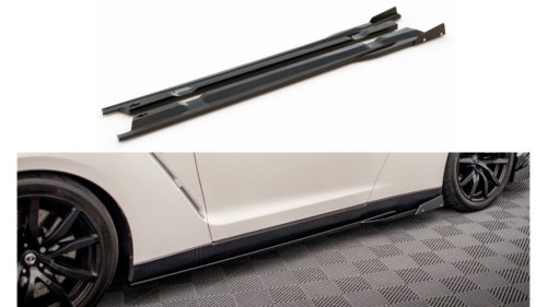 Diffuser Nissan GTR R35 Facelift Side Skirts + Flaps Gloss Black