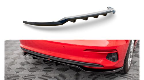 Splitter Audi A3 8Y Rear Central with Diffuser Gloss Black