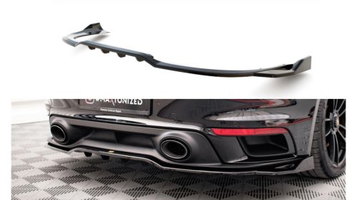 Splitter Porsche 911 Turbo S 992 Rear Central with Diffuser Gloss Black