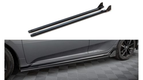 Diffuser Honda Civic X Sport Side Skirts + Flaps Gloss Black
