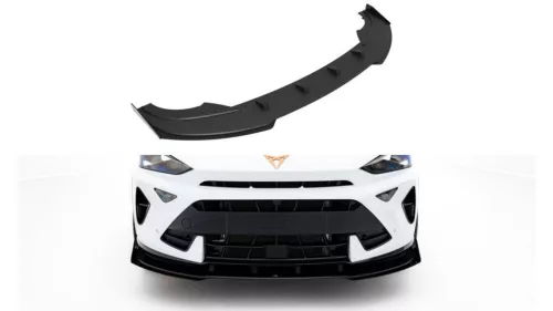 Maxton Design Első Toldat / Splitter Cupra Formentor Mk1 Facelift (2020–) – Fényes Fekete Piros Dísz + Fényes Toldatok