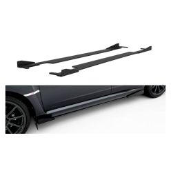   Side Skirts Subaru Impreza WRX STI Mk3 Facelift Street Pro Black-Red + Gloss Flaps