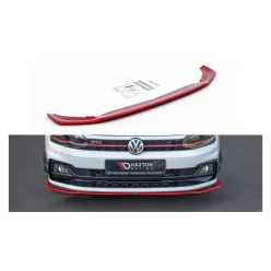   Maxton Design Első Toldat / Splitter Volkswagen Polo GTI Mk6 (2017–) – Piros Díszcsík