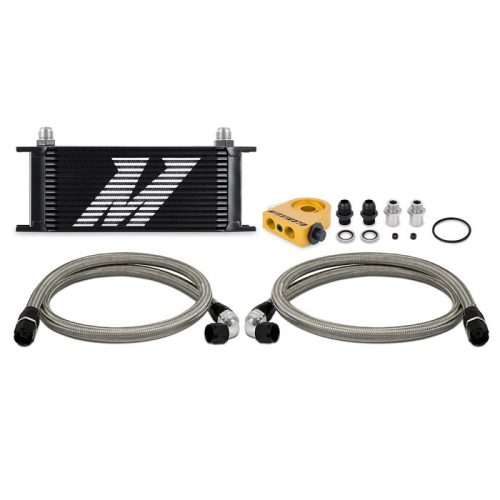 Universal Thermostatic Oil Cooler Kit 16-Row Black Mishimoto