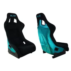 Racing seat SLIDE KS2 Premium Black Suede Turquoise Glitter