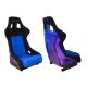 Racing seat SLIDE KS2 Premium Black & Quilted Blue Suede Purple-Blue Glitter