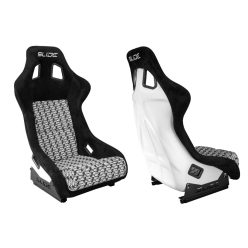   Racing seat SLIDE KS2 Premium Black & Logo Pattern Suede White Glitter
