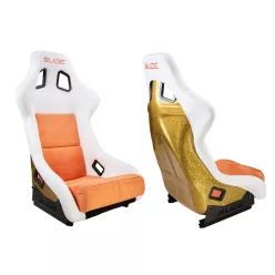   Racing seat SLIDE KS2 Premium White Orange Welur & Orange Glitter