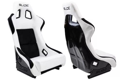 Racing seat SLIDE KS2 Premium White & Black Welur Carbon Glitter