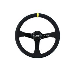 Steering wheel SLIDE 350mm offset:90mm Leather Yellow Strip