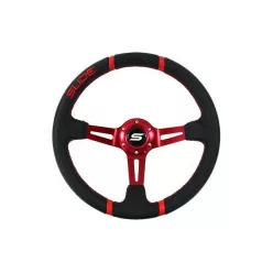 Steering wheel SLIDE 350mm offset:90mm Leather Red