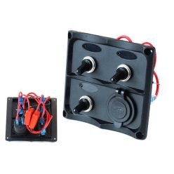 Switch Panel 12V SPST/ON-OFFx3, 2xUSB, 2B 15A IP68