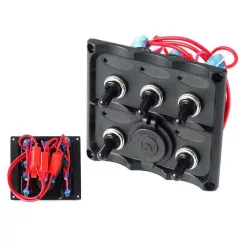 Switch Panel 12V SPST/ON-OFFx5, 1xGZ, 3B 15A IP68