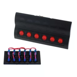Switch 12/24V IP68 ON-OFFx6, 6xB 3x5A 2x10A 1x15A, LED IP68