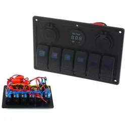 Switch ON-OFFx5, 1xZ, 2xUSB 3.1A, 2xB 15A Blue