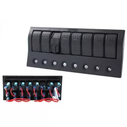   Switch 12/24V ON-OFFx5, 1xZ, 2xUSB 3,1A ,1xLED volt, 3xB 15A IP68 Blue