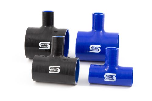 38mm Silicone T-Piece-Colour Blue Hoses Colour Black Hoses
