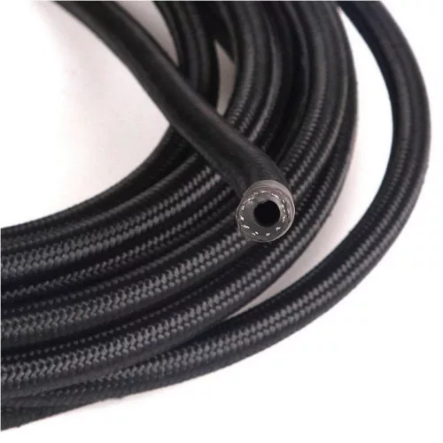 AN6 fémhálós nagynyomású gumicső - fekete Nylon