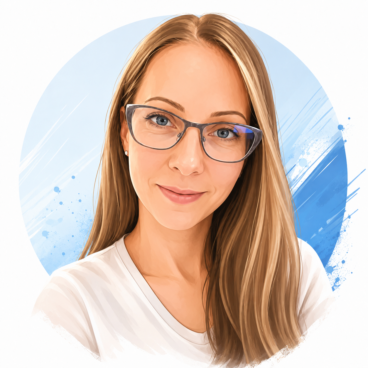 Jakab Anikó karikatúrája, az LLRacing webshop asszisztense és fulfillment munkatársa