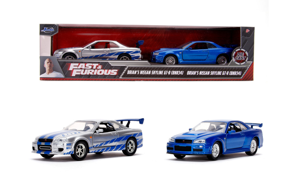 Jada 1:32 Fast & Furious Twin Pack – Nissan Skyline GT-R (BNR34) Ezüst & Kék