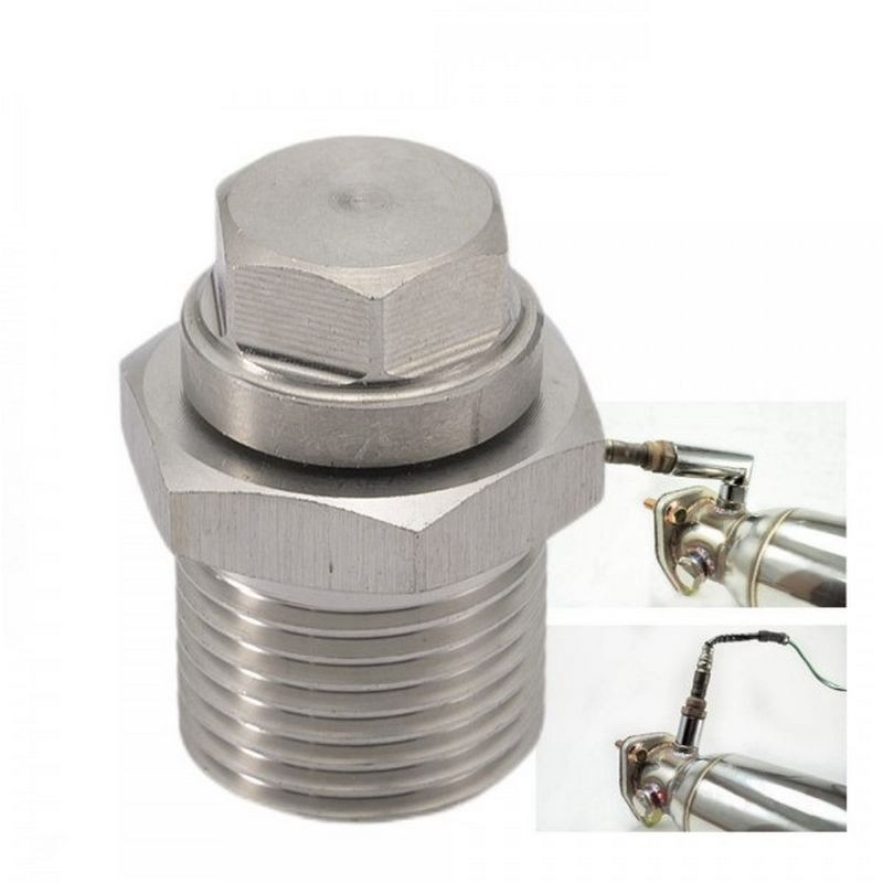 M18 x 1.5 - M12 x 1.25 Lambdaszonda (O2 szenzor) távtartó / szűkítő adapter + zóródugó (Rozsdamentes acél)